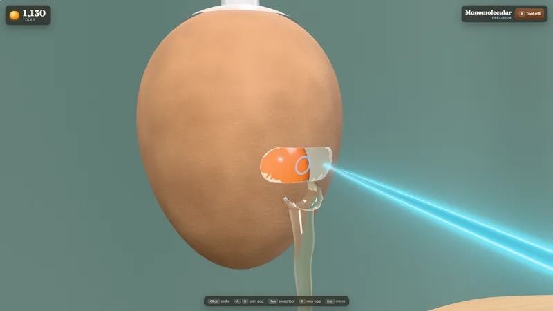 Crack'd: a blade splitting an egg.