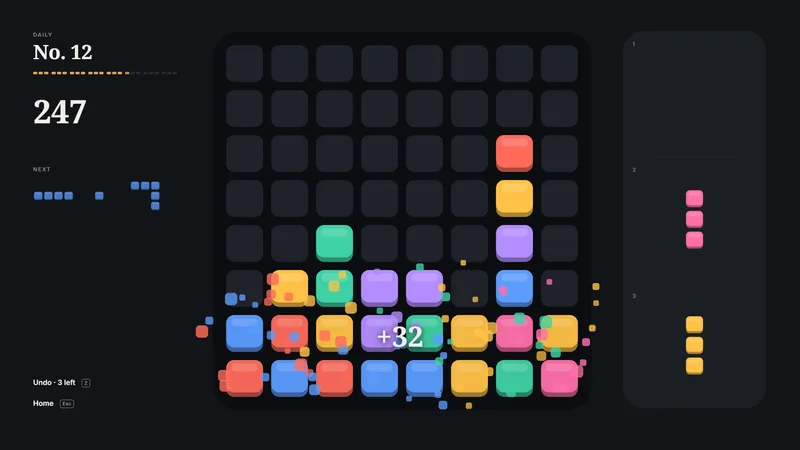 Kachi: two lines clearing at once in the Slate theme.